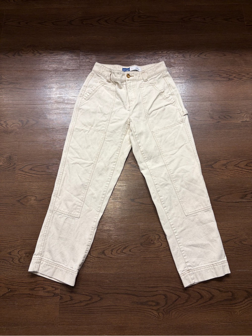 Old Navy Womens  Cream Utility Pants - Classic Workwear Style